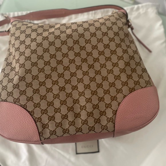 Gucci GG Monogram Canvas Baby Pink Leather Tote - Picture 1 of 6
